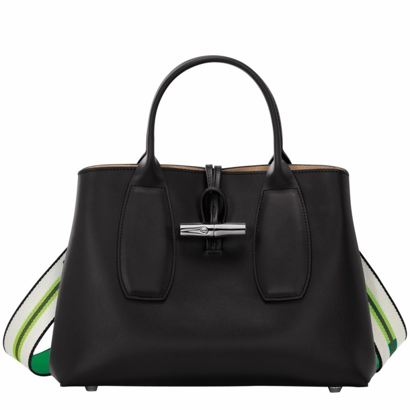 Black Longchamp Roseau M Women's Handbags
